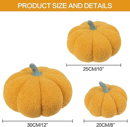 Miniatura 2 de RoseCraft Almohadas de calabaza, 3 piezas, cojines de otoño, decoraciones de Acción de Gracias, felpa esponjosa de otoño, suministros de sofá,