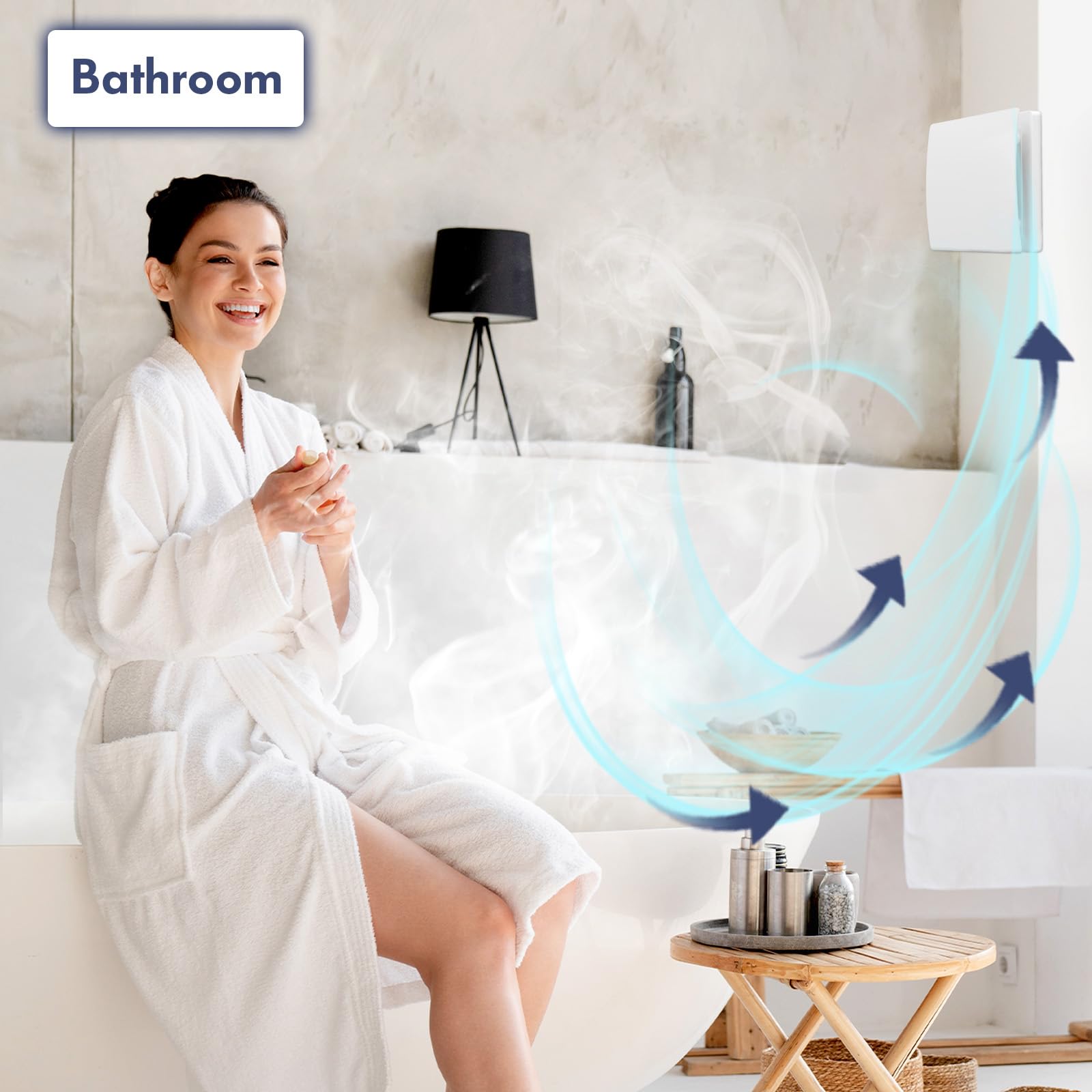 Extracteur d'air 100mm, VMC Salle de Bain, 130m³/h Extracteur d'air Salle de Bain avec Télécommande, 2 Directions, 3 Vitesses, Puissante Ventilation, pour Salle Bain, Cuisine, WC, Garage