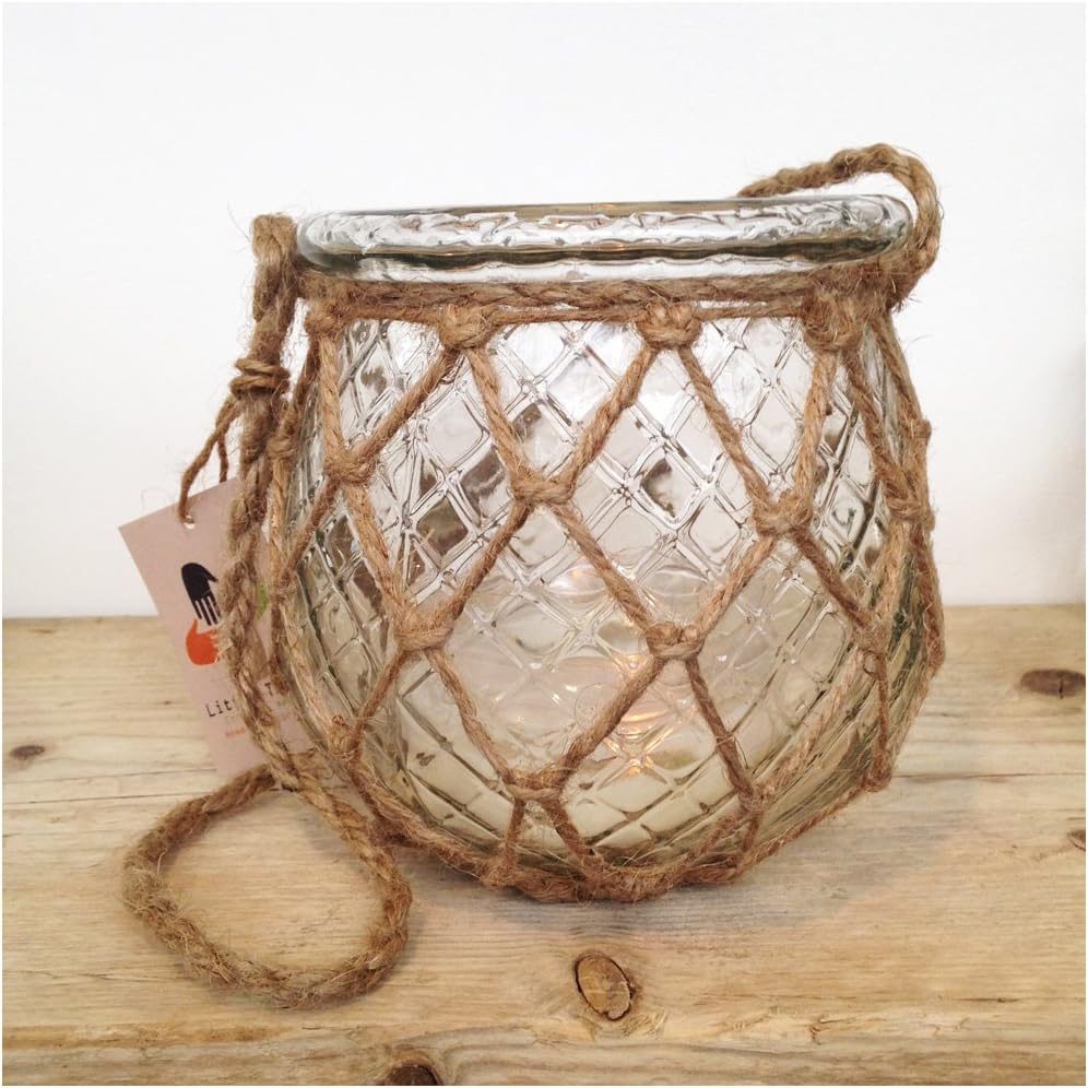 Charvi Clear Jar Tealight Holder (with Rope) - Set of 2 - Fair Trade CLEARANCE