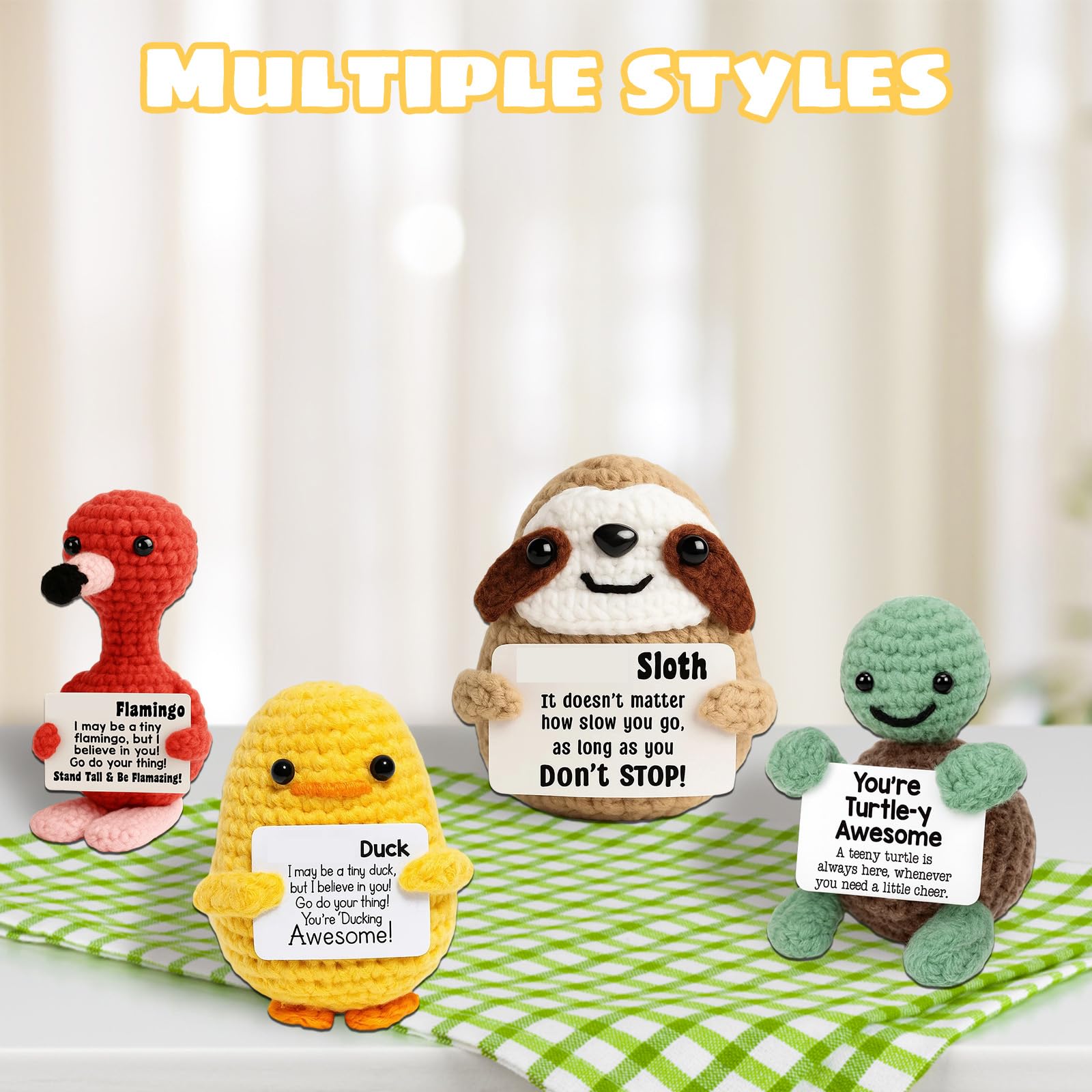 ZORVEXLYNX 4PCS Positive Crochet Animals, Emotional Support Gift - Image 4
