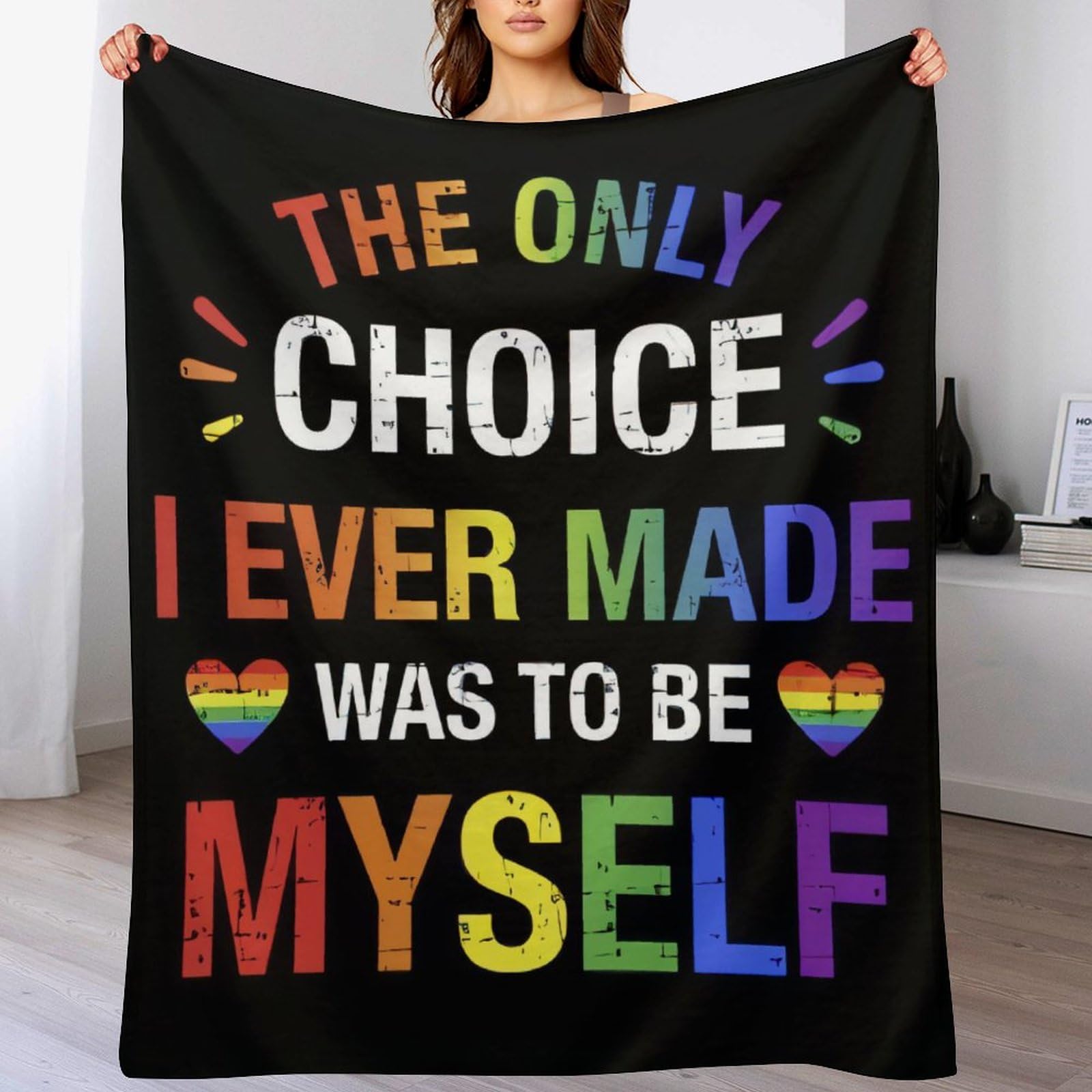 LGBT Blanket Gay Pride Throw Rainbow LGBT Colorful Flannel Soft Warm Enlarged Blankets 50”x40”Thickened Fuzzy Plush for Men Women Gay Pride Plush