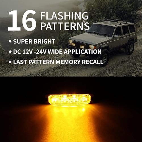 Miniatura 9 de FXC 2 luces estroboscópicas intermitentes de 4 luces LED para automóvil, SUV, camioneta, vehículo POV, luz LED de rejilla de emergencia, precaución,