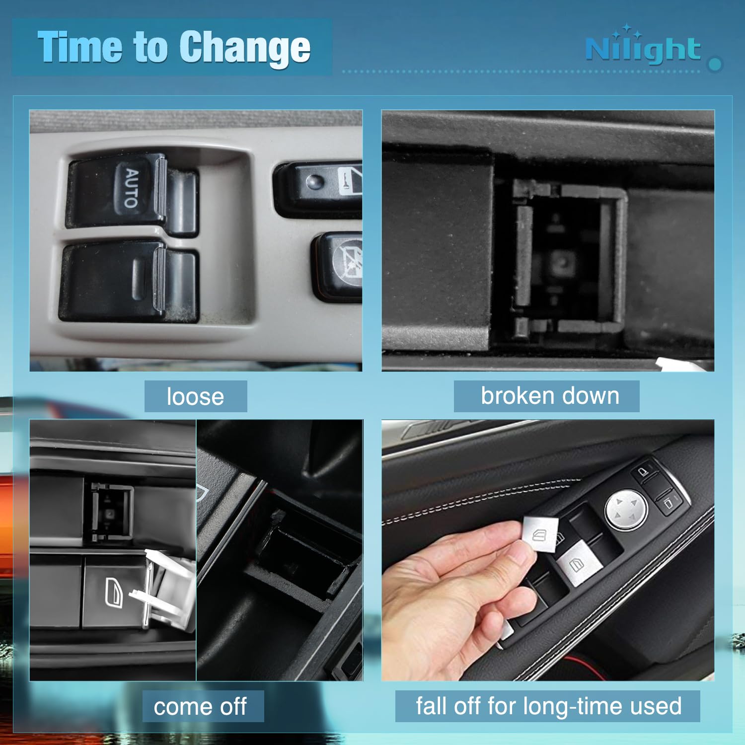 Nilight Power Master Window Switch Black Bezel Compatible with 2003 2004 2005 2006 2007 Chevrolet Silverado 1500 2500 3500 Avalanche Suburban Tahoe Cadillac Escalade GMC Sierra Yukon Replacement Set