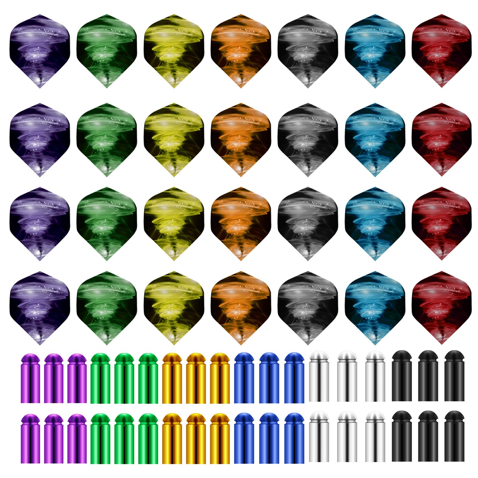 HSOKEW Dart Flights for Soft-Tip Dart and Dart Flight Protector Set, 70pc Standard Dart Flight + 70pc Aluminum Alloy Dart Wing Corrector Dart Flights Dart Accessories Equipment Supplies for Dart Games