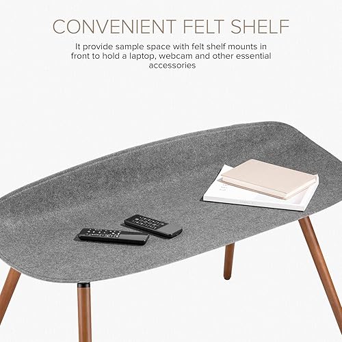 Miniatura 3 de POUT Eyes 17 - Pantalla de estudio de TV  Base de metal con patas de madera maciza con soporte negro ajustable en altura y estante de fieltro