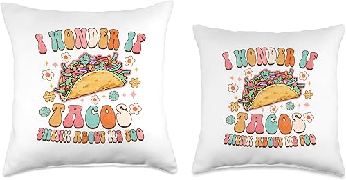 Miniatura 3 de If Tacos Think About Me Too Funny Taco Lover I'm Wonder - Almohada (18 x 18 pulgadas), multicolor