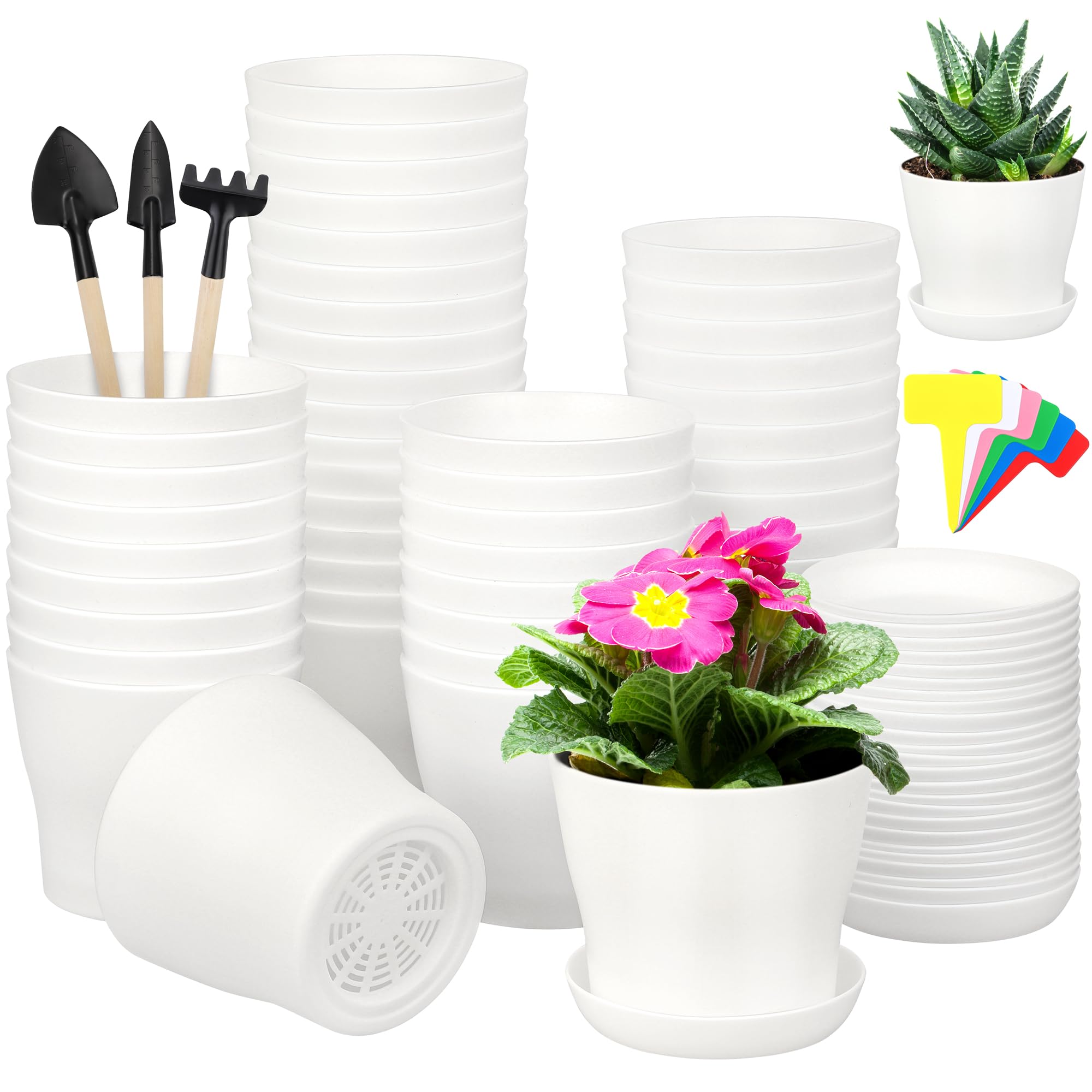 Pots de fleurs en plastique épais Hahood anti pourrissement des racines lot de 48
