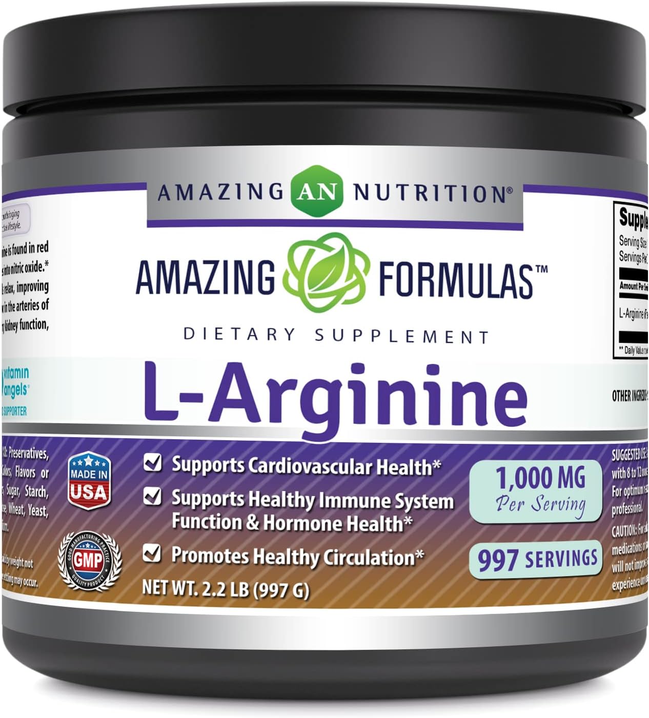 Amazing Formulas L-Arginine Powder Supplement | Non-GMO | Gluten Free | Made in USA (2.2 Lb)