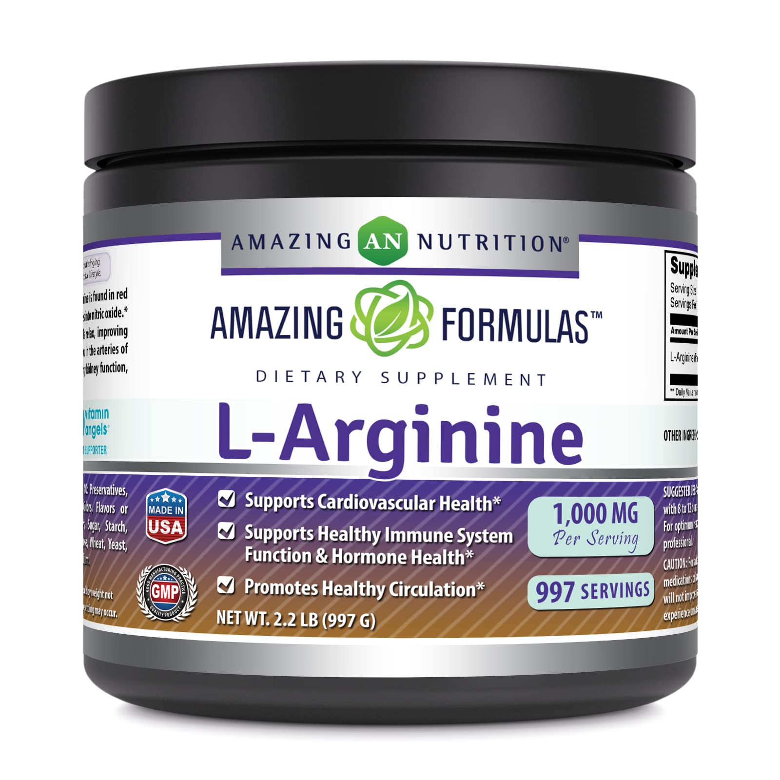 Amazing Formulas L-Arginine Powder Supplement | Non-GMO | Gluten Free | Made in USA (2.2 Lb)