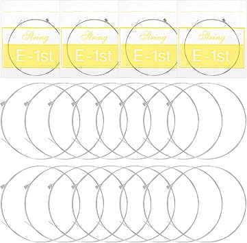Yuanchu 20 Pcs Acoustic Guitar High E Strings, Light Tension Brass-Plated Steel, Bright Well-Balanced Tone High E 1st Replacement for Acoustic Guitar E-1st String