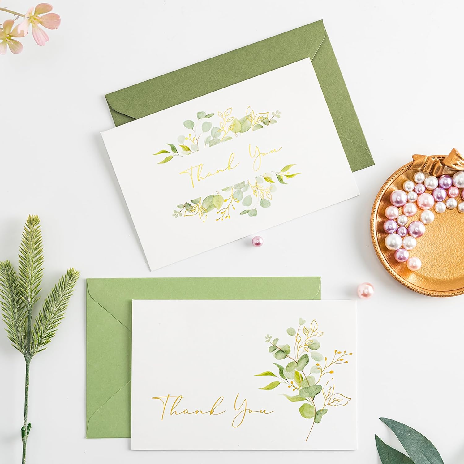 Crisky 50 Pack Eucalyptus Thank You Cards With Envelopes Greenery Thank You Cards for Wedding,Bridal Shower,Baby Shower,Small Business,Graduation - Image 6