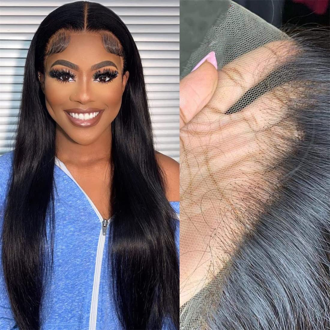 220% Denisty 13x6 Lace Front Wigs Human Hair 30 inches HD Lace Front Wigs Brazilian Straight Human Hair Msgem Transparent Lace Front Wigs for Black Women Pre Plucked with Baby Hair Natural Color