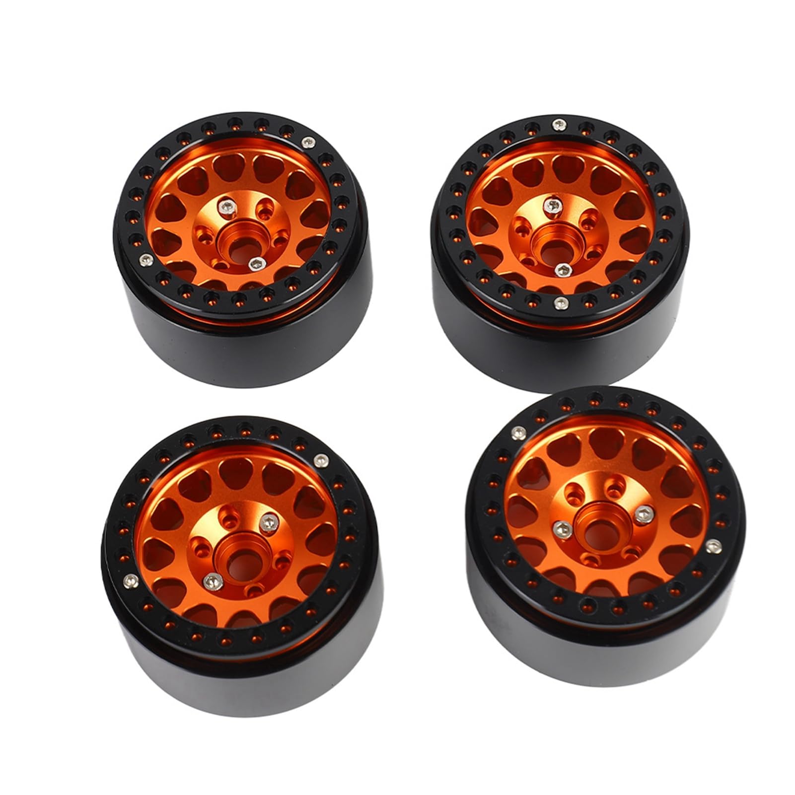 KUIDAMOS Juego de Llantas de Aleación de Metal 1:10 RC Crawler Car para Axial SCX10 / SCX10II / 90046, Negro y Plateado, Fácil Instalación, Adecuado para Excavadoras de Orugas RC 1:10 (Oro Negro)