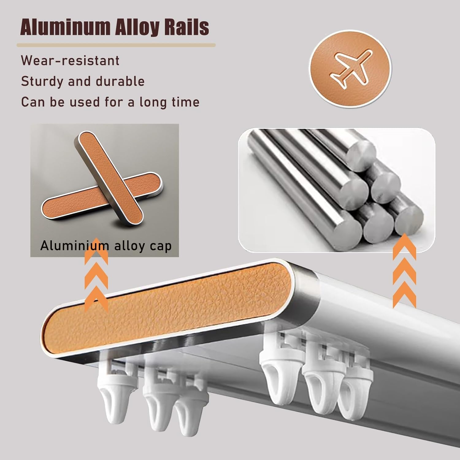 Double Track Curtain Rod Ceiling Mount, 4 8 10 12 15 18 20 FT Curtain Conjoined Rails for Windows Hanging Heavy Curtains, Metal Silent Curtain Tracks and Fittings(17ft/5.2m/204in)