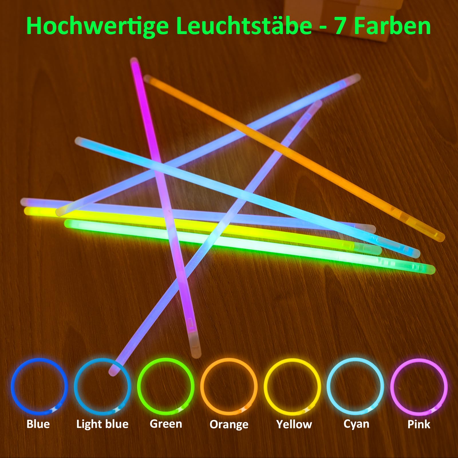 UooEA Bastoncini Luminosi Fluo 100 Pezzi - Regalini Fine Festa Compleanno, Braccialetti Fluorescenti con Connettori per Bambini Adulti, Party, Feste, Carnevale, Eventi Notturni