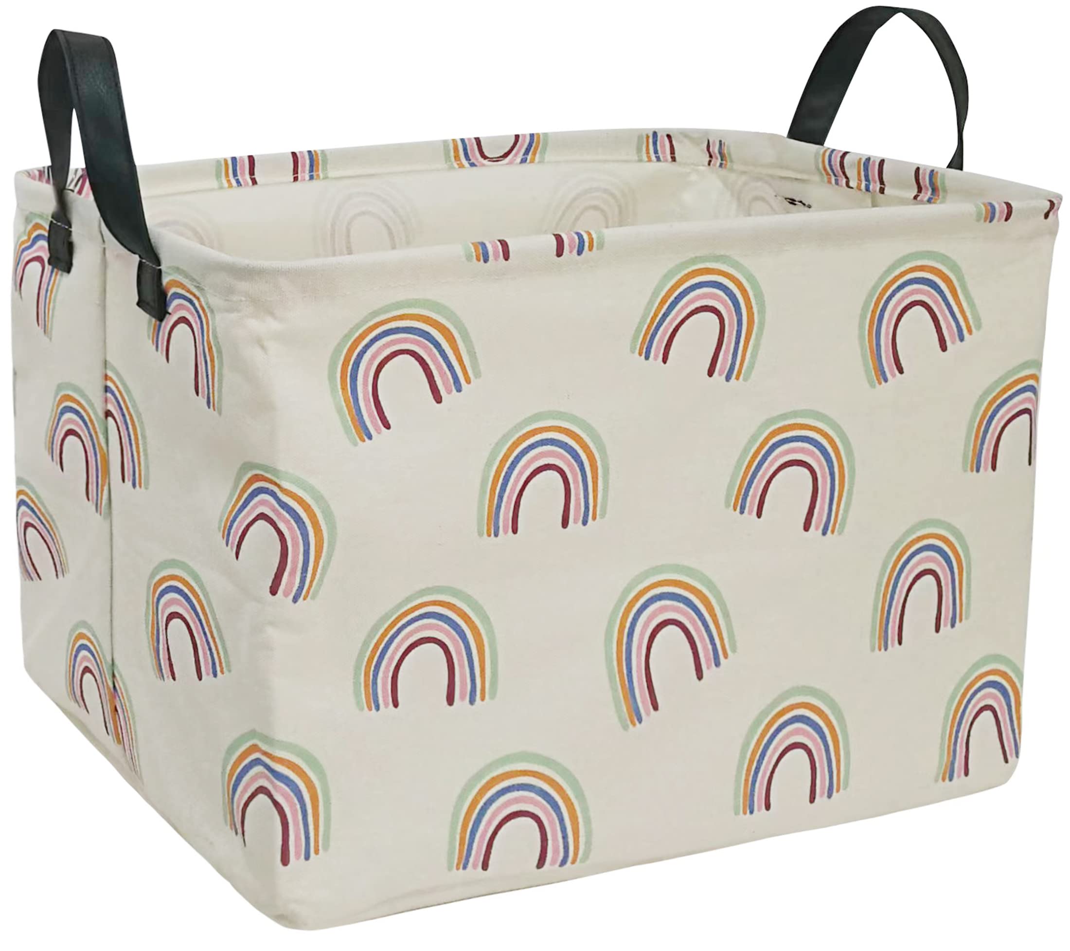 Rectangle Rainbow Pattern Kids Storage Basket Laundry Clothes Basket Laundry Hamper with Handles,Baby Toys Storage Box and Bins Toys Gift Basket for Boys and Girls