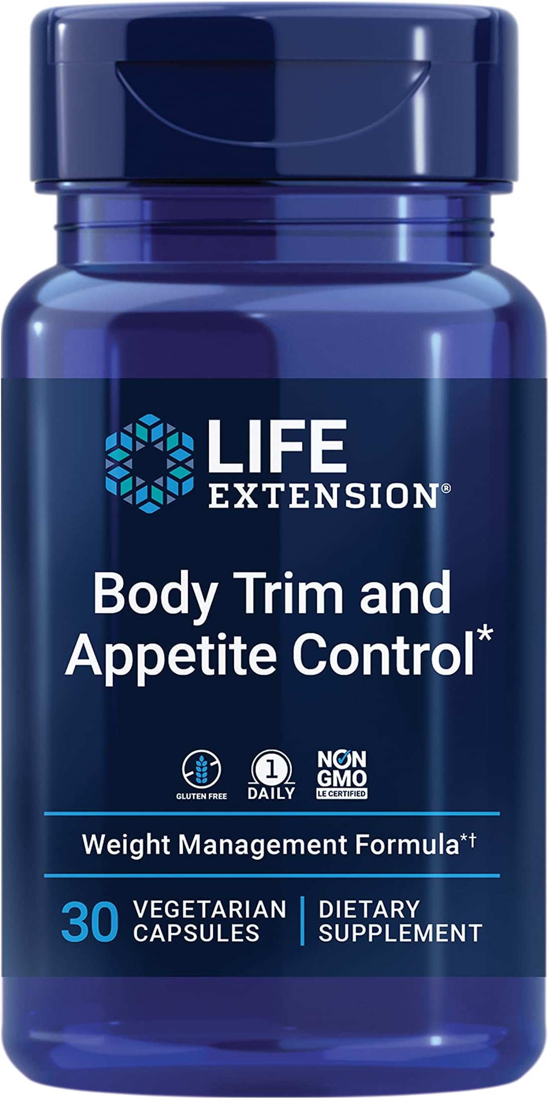 Life Extension Body Trim and Appetite Control, Lemon Verbena, Hibiscus, Healthy Weight, Promotes Satiety, Weight Management, Gluten Free, Non-GMO, 1-Daily, Vegetarian, 30 Capsules