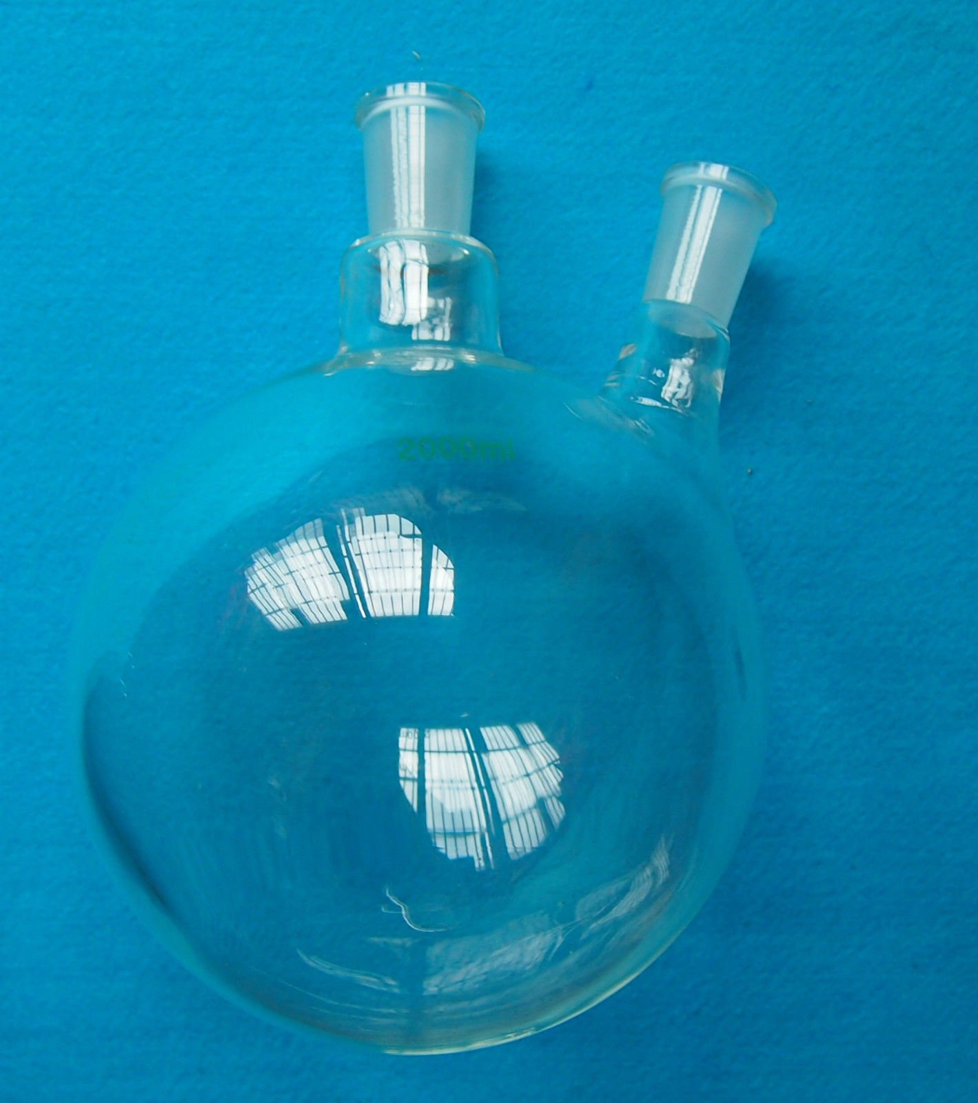2000 ml, 24/40,2-neck, matraz de fondo redondo, de cristal, 2L recipiente de reacción, doble cuello