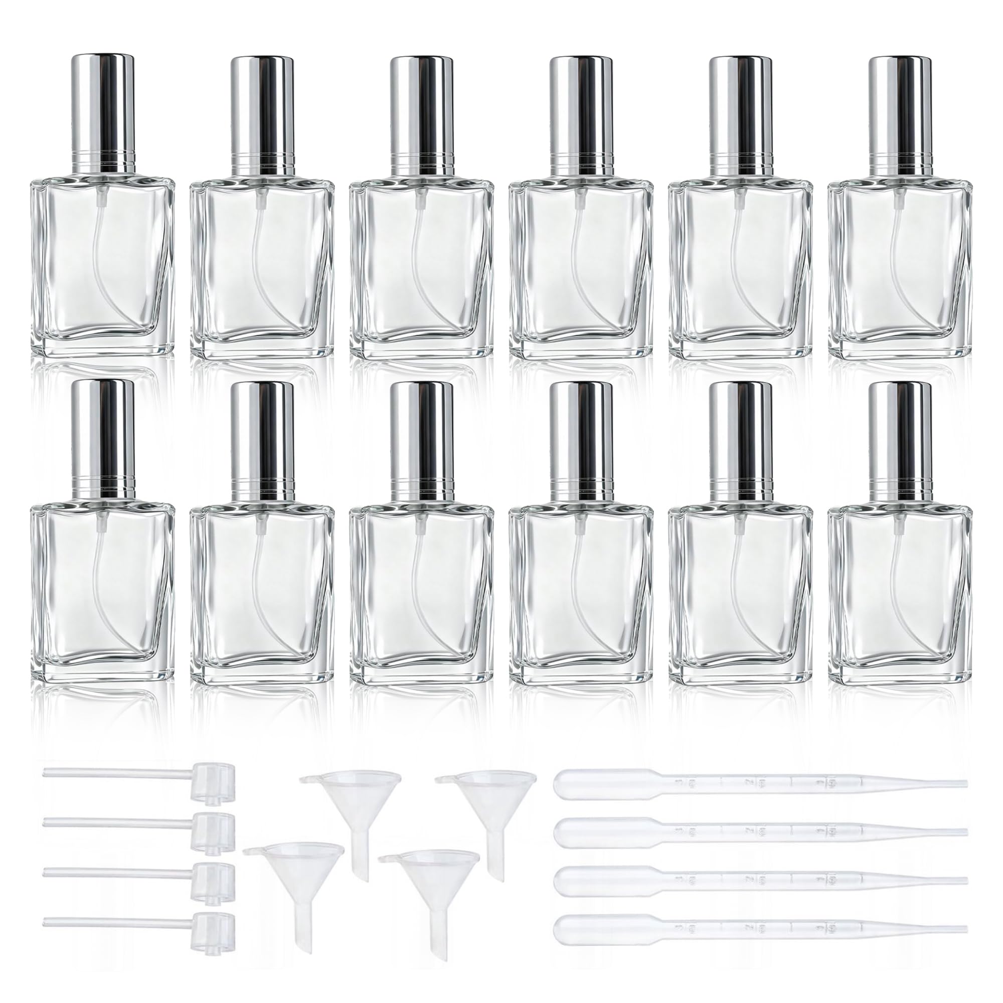 YU FENG 12pcs 15ml Clear Glass Perfume Bottles, Refillable Atomizer Spray