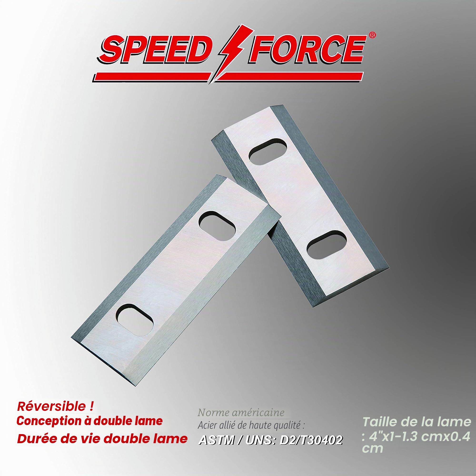 SPEED FORCE Lames de rechange pour broyeur à bois - Double face - 2 pièces, compatibles avec le broyeur FM6DD