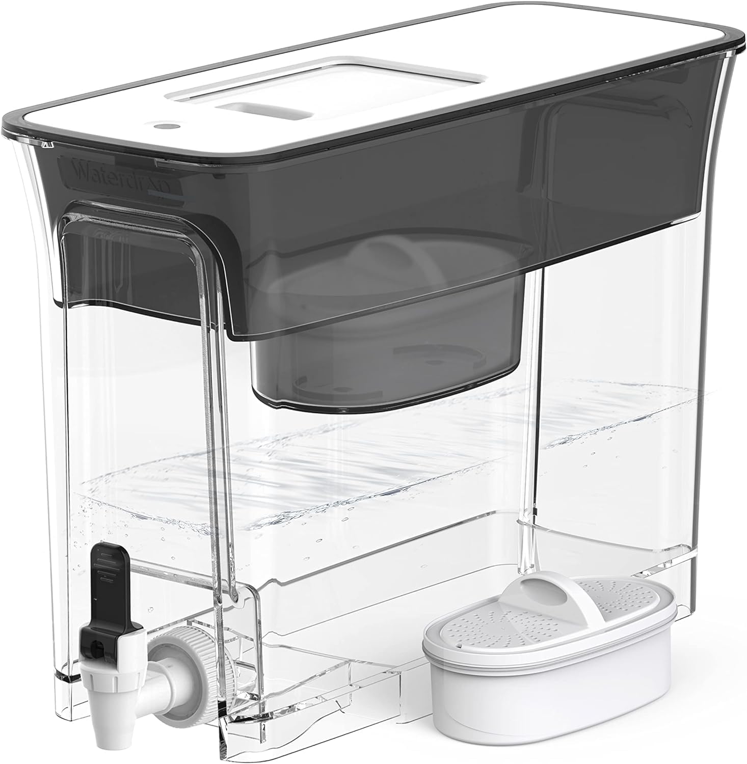 Waterdrop Distributeur de filtre à eau fin de 8,2L, grande capacité, 757L longue durée de vie, 5 fois la durée de vie, réduit le chlore, le PFOA/SPFO et plus encore, sans BPA (Filtre: WD-PF-01A Plus)