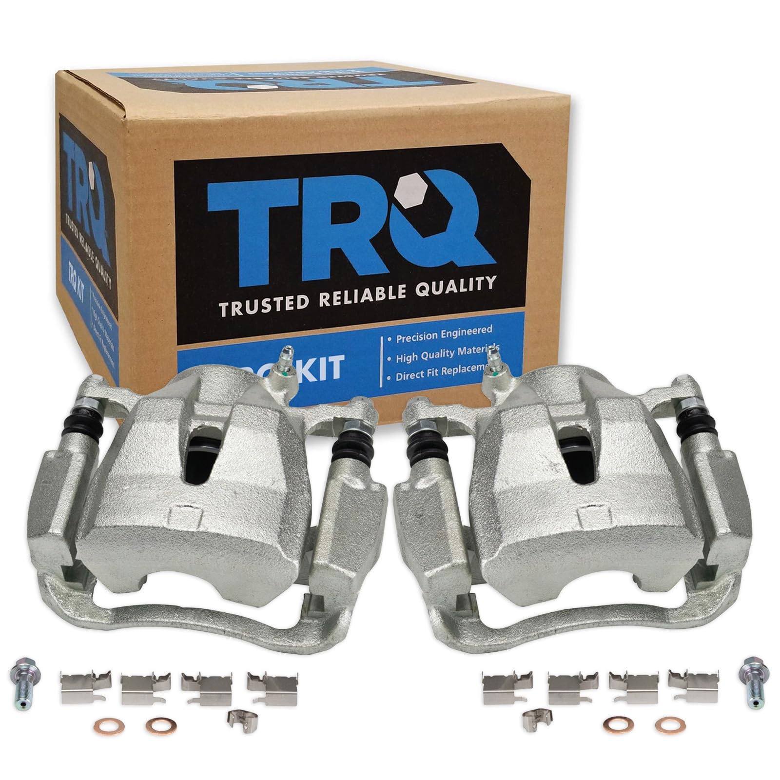 TRQ Front Brake Caliper Set 2 Piece Zinc Coated Brackets