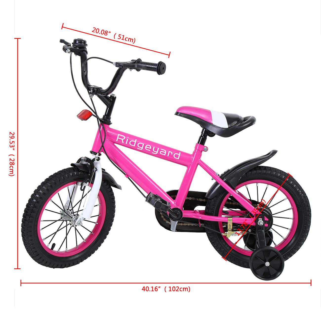 Vélo Enfant 14 Pouces – Acier Carbone, Roues Stabilisatrices, Freins Double, Siège Réglable – Bleu, 3,5-6 Ans