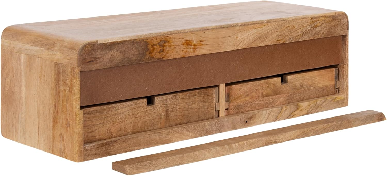 Kate and Laurel Kato Modern Floating Console Table for Entryway, 30 x 10 x 9, Natural Wood, Decorative Transitional Floating Entryway Table with Storage Drawers for Living Room Storage Wall Shelf