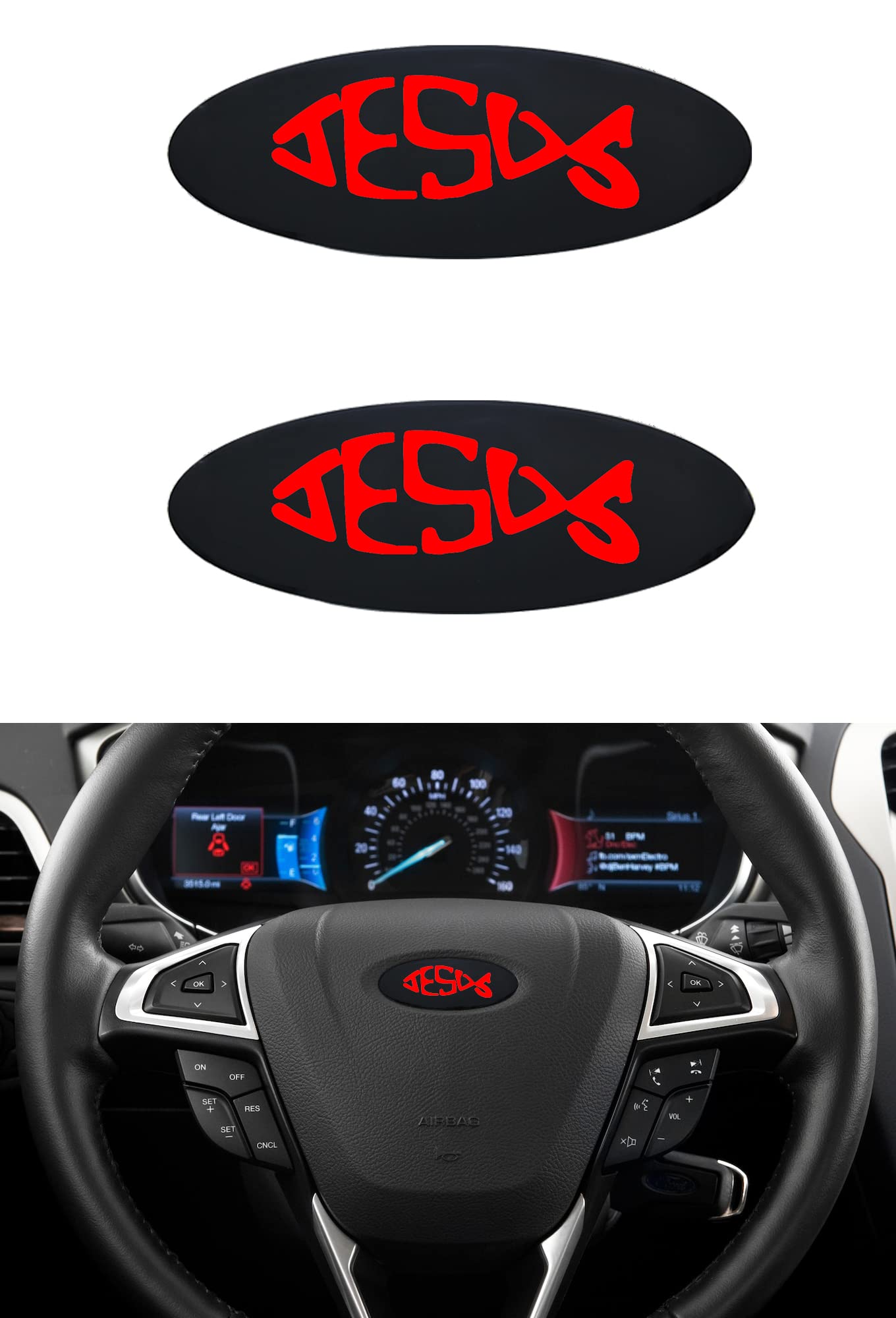 Buy Autoacc F150 Steering Wheel Emblem Christian Fish Sticker for F150