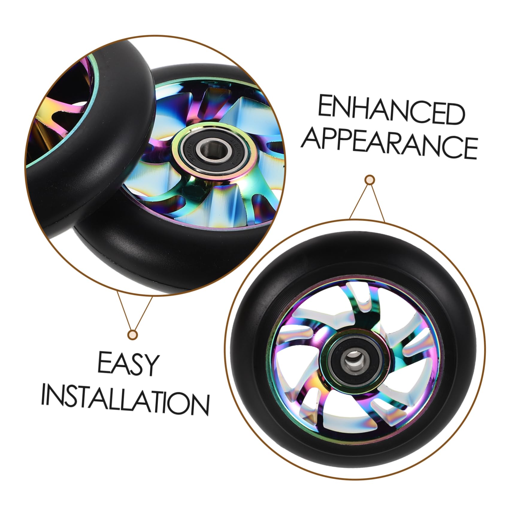 Ciieeo 2 Ruote LED per Monopattino, Ruote Posteriori di Ricambio in Lega di Alluminio, Design Elegante per Guida Fluida