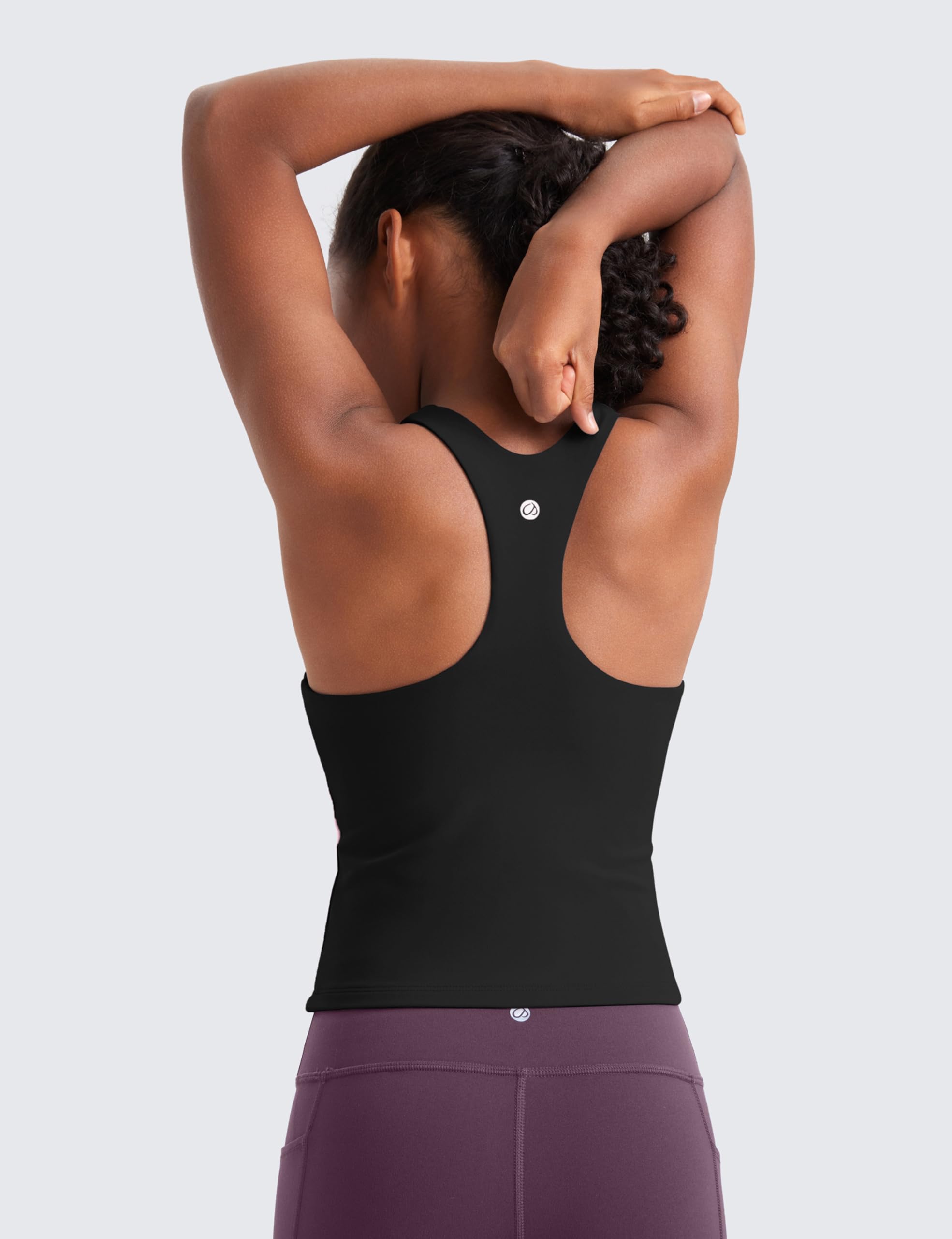 CRZ YOGA Filles Butterluxe Double Doublure Débardeurs Longueur de la Taille Col Haut Dos Nageur Adolescent Enfants