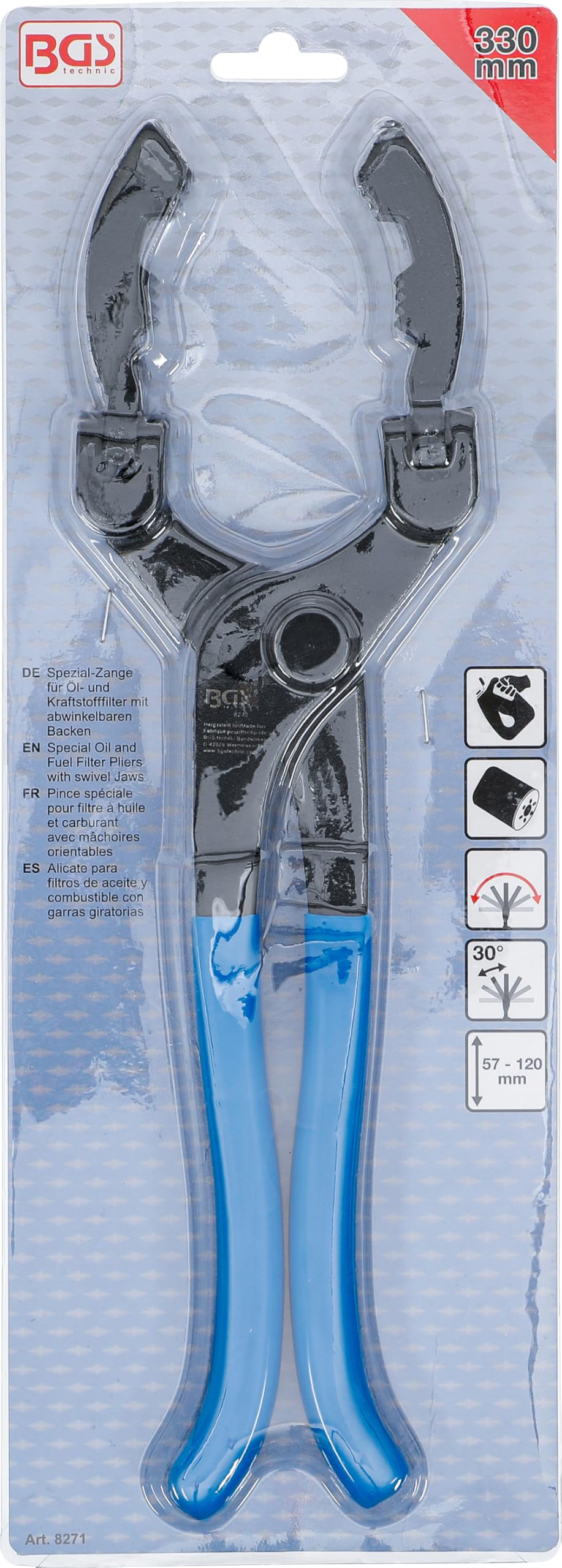 BGS 8271 | Pinza speciale x filtro olio & carburante c/morse girevoli