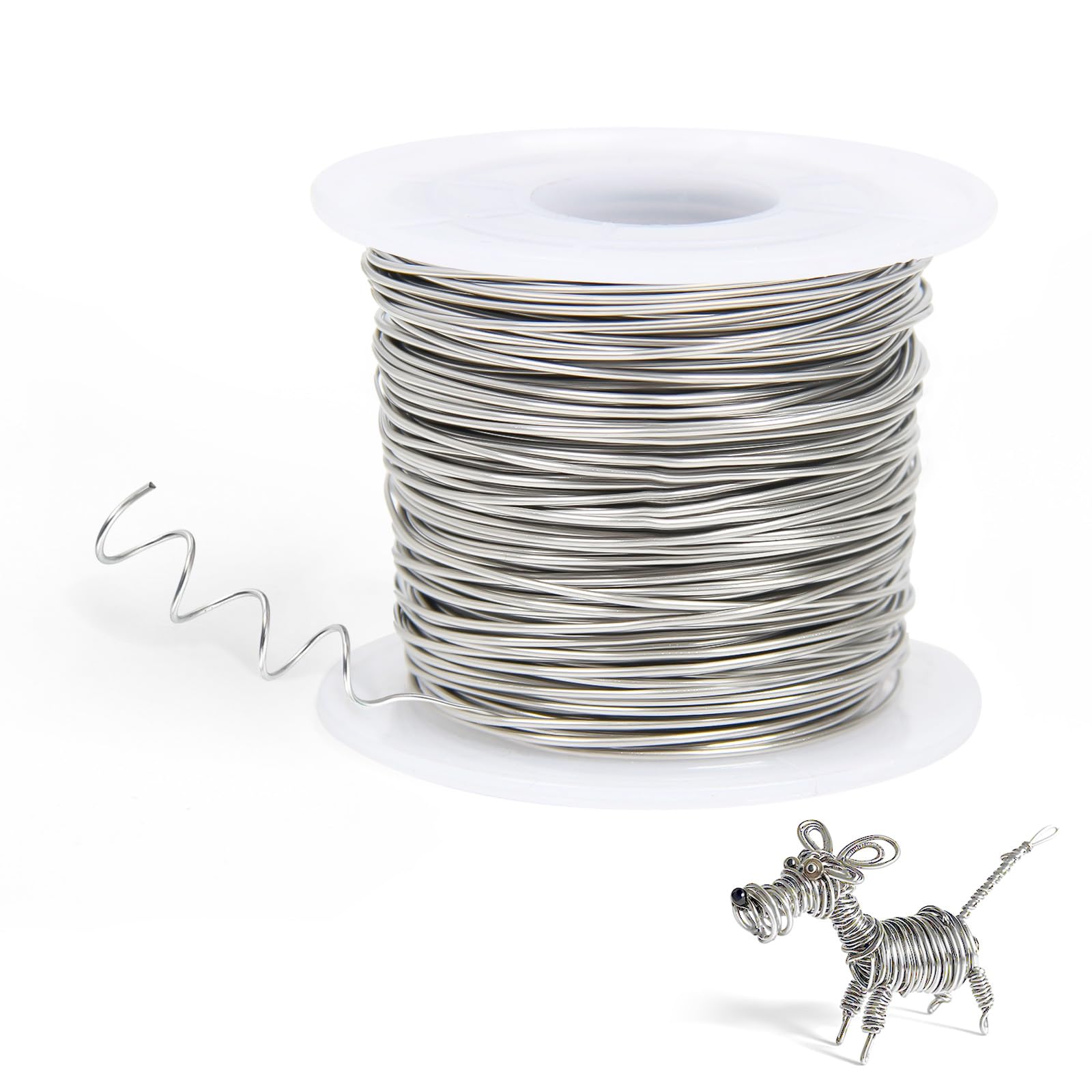 20 Gauge (0.03'') Stainless Steel Craft Wire for Jewelry Making, 165 feet Dead Soft Stainless Steel Bailing Wire Snare Wire for Craft and Jewelry Making, Round Selection