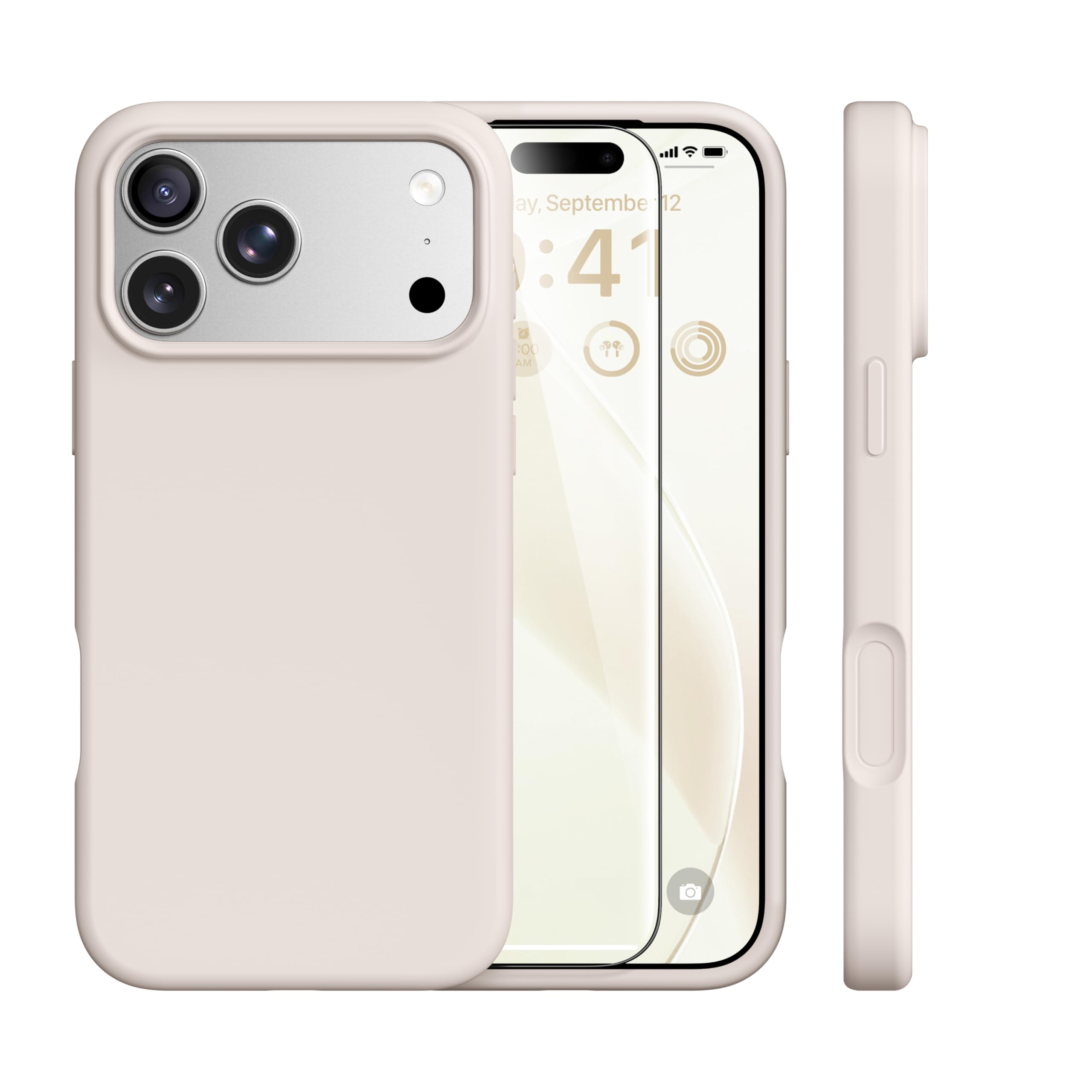 Photo 1 of GONEZ Magnetic for iPhone 17 Pro Case, [Compatible with MagSafe] Anti-Scratch Microfiber Lining & Screen Protector, Silicone Camera Control, Shockproof Slim Phone Cover 6.3 inch, Stone