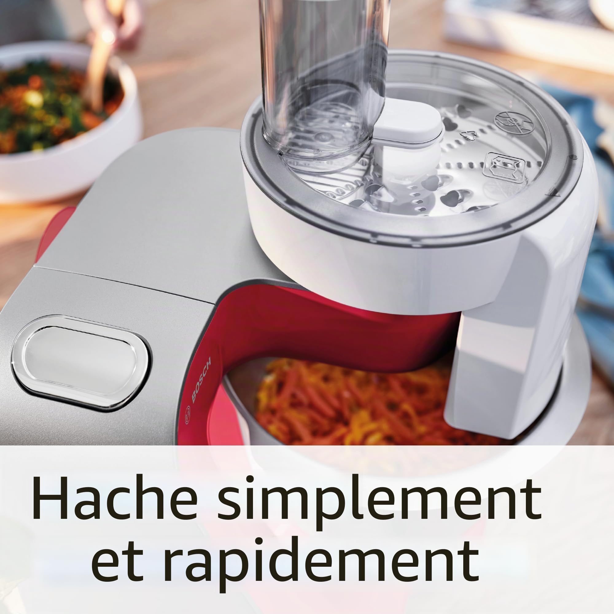 Bosch MUM58720 Robot pâtissier, Acier inoxydable, 1000 W, 3,9 litres, Acier inoxydable et plastique, 7 vitesses, Gris/Rouge