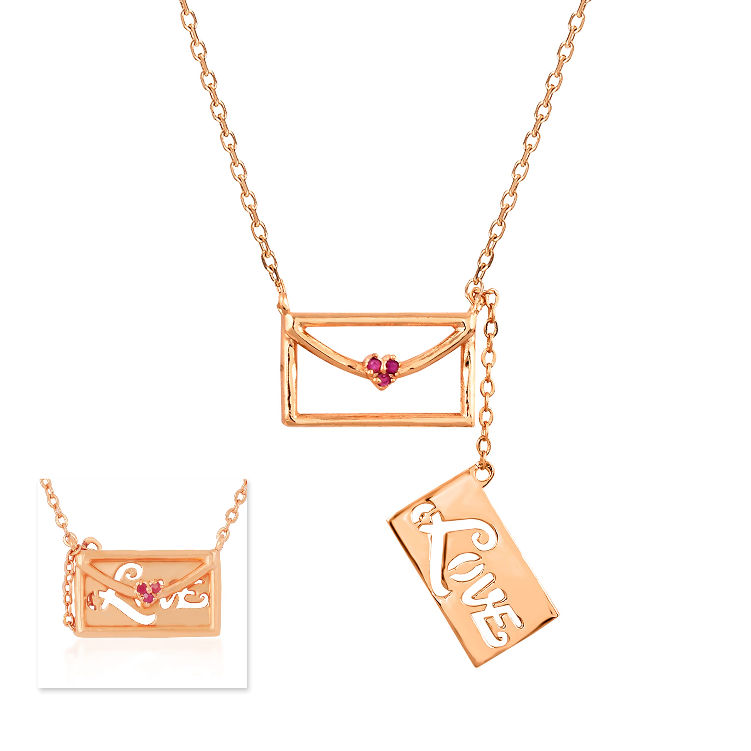 MINUTIAE Love Letter Envelope Theme Heart Postcard Brass Alloy Pendant Necklace For Women & Girls - Rose Gold | Extendable Chain | Ideal Gift | Pink Stone Symbolize Happiness Together (B09RSR72S4) Amazon Price History, Amazon Price Tracker