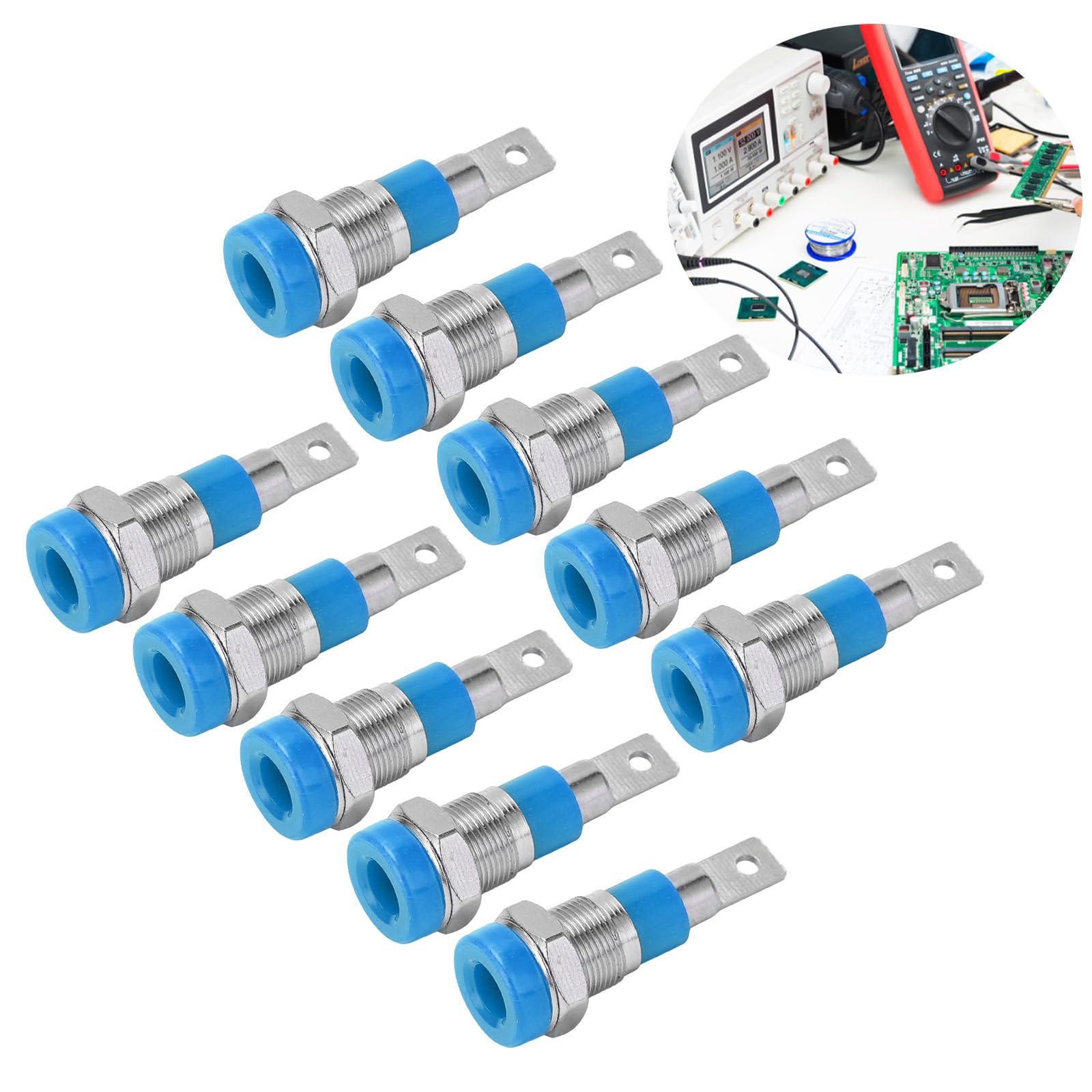 10 stuks 4 mm bus naar banaanbus, banaanstekker 4 mm, banaanstekker voor inverters, schepen, vrachtwagens, auto's, computers, spelconsoles (blauw
