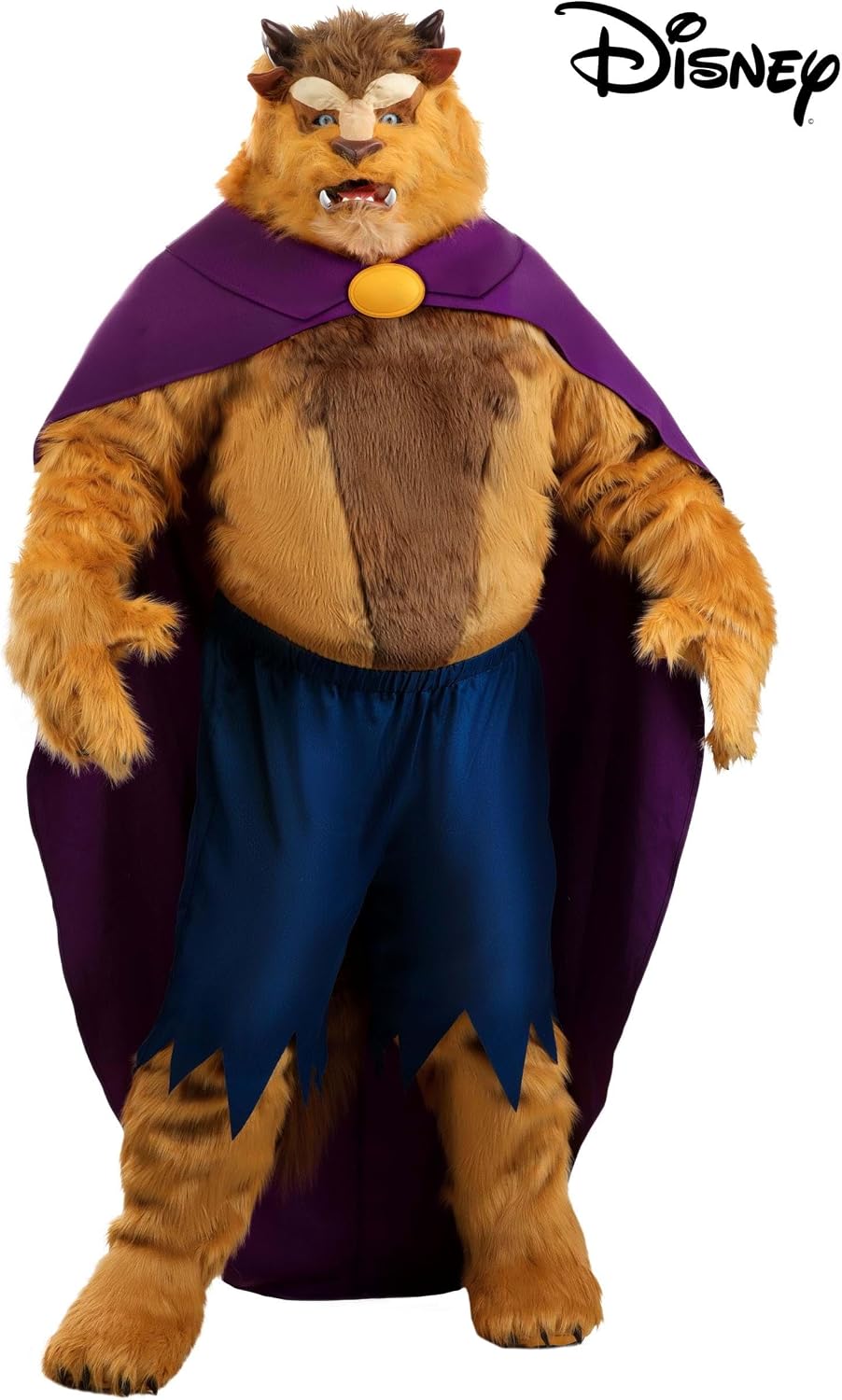 Men's Plus Size Authentic Caped Disney Beast Costume | Adult Beauty and the Beast Outfit with Movable Jaw Mask
