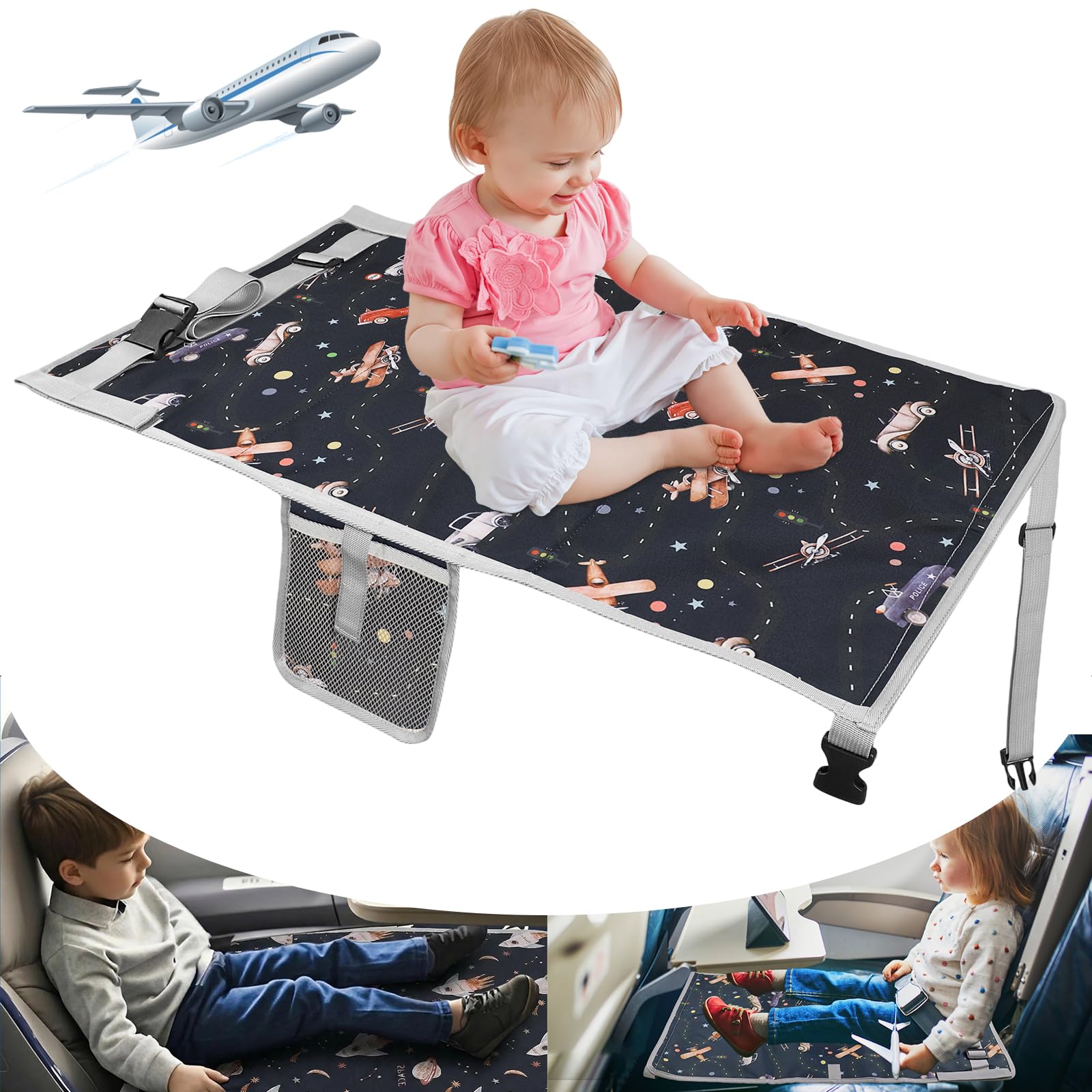Poggiapiedi Aereo Bambino 76x44,5 cm, Letto Viaggio Pieghevole, Amaca Volo Portatile Per Bambini