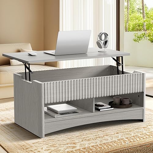 Marsail Lift Top Coffee Table with Open & Hidden Storage,