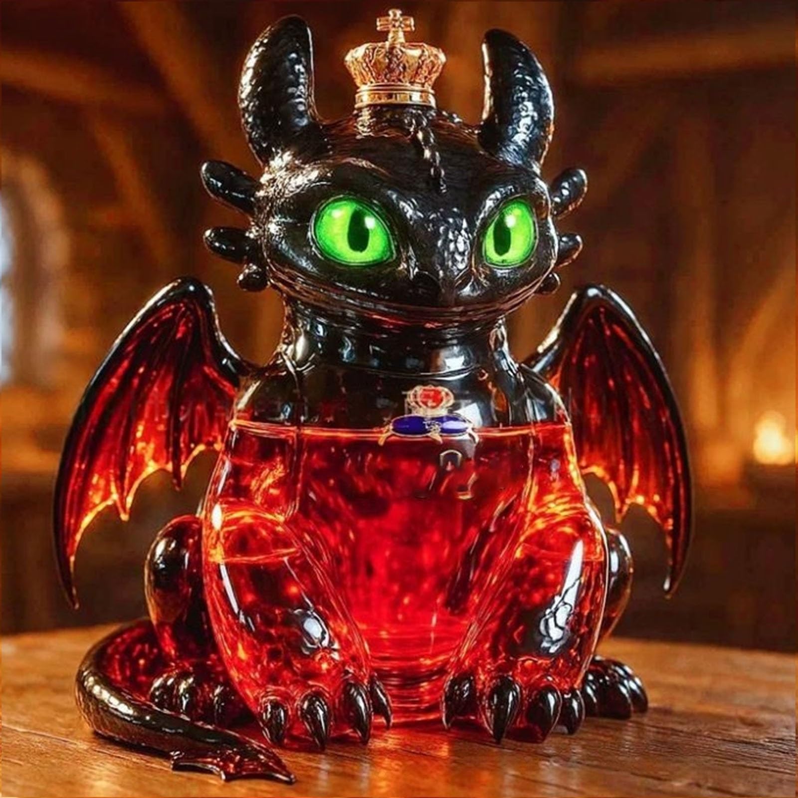 Karafka, 300 ml 3D latający dinozaur, figurka-dekanter do whisky, szklane ozdoby na butelki(A)