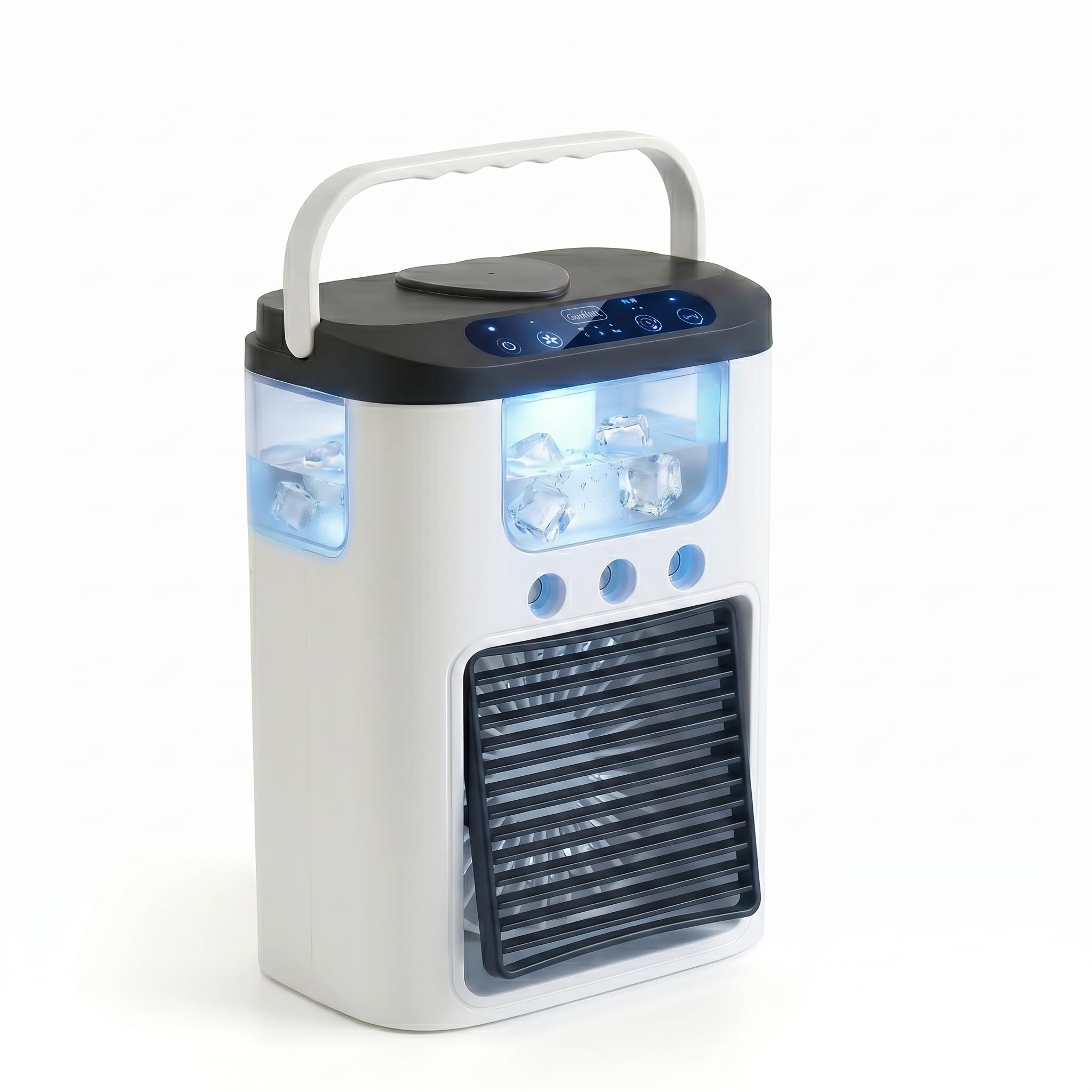 Portable Air Conditioning Fan,USB Powered,Mini Rechargeable Desktop Air Conditioner with 3 Speeds and 3 Misting Modes, 600ml Water Tank, RG Light