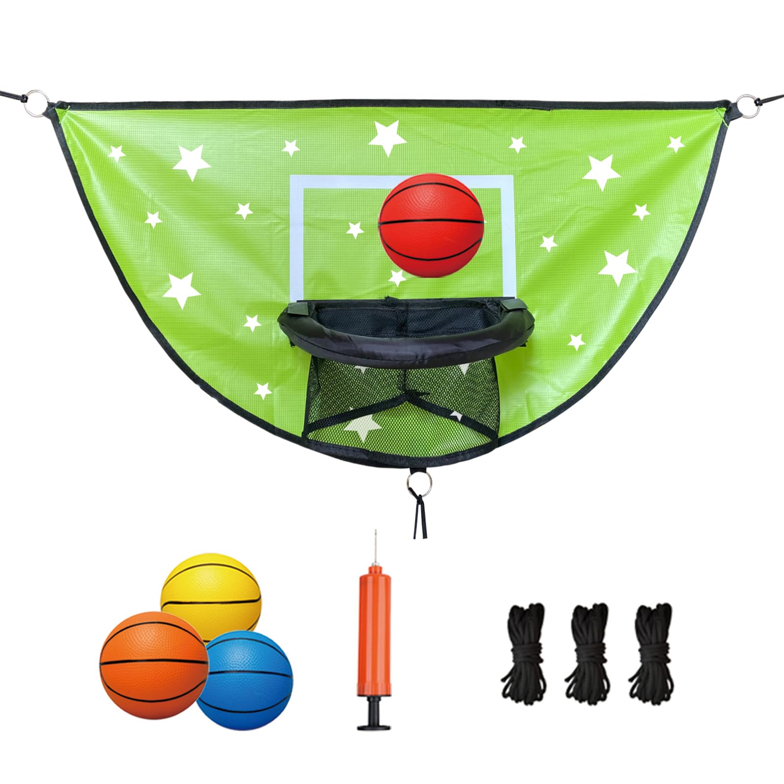 Trampoline Basketball Hoop, Attachment with Pump and Mini Ball, Universal Trampoline Accessories, Easy to Install, All Ages
