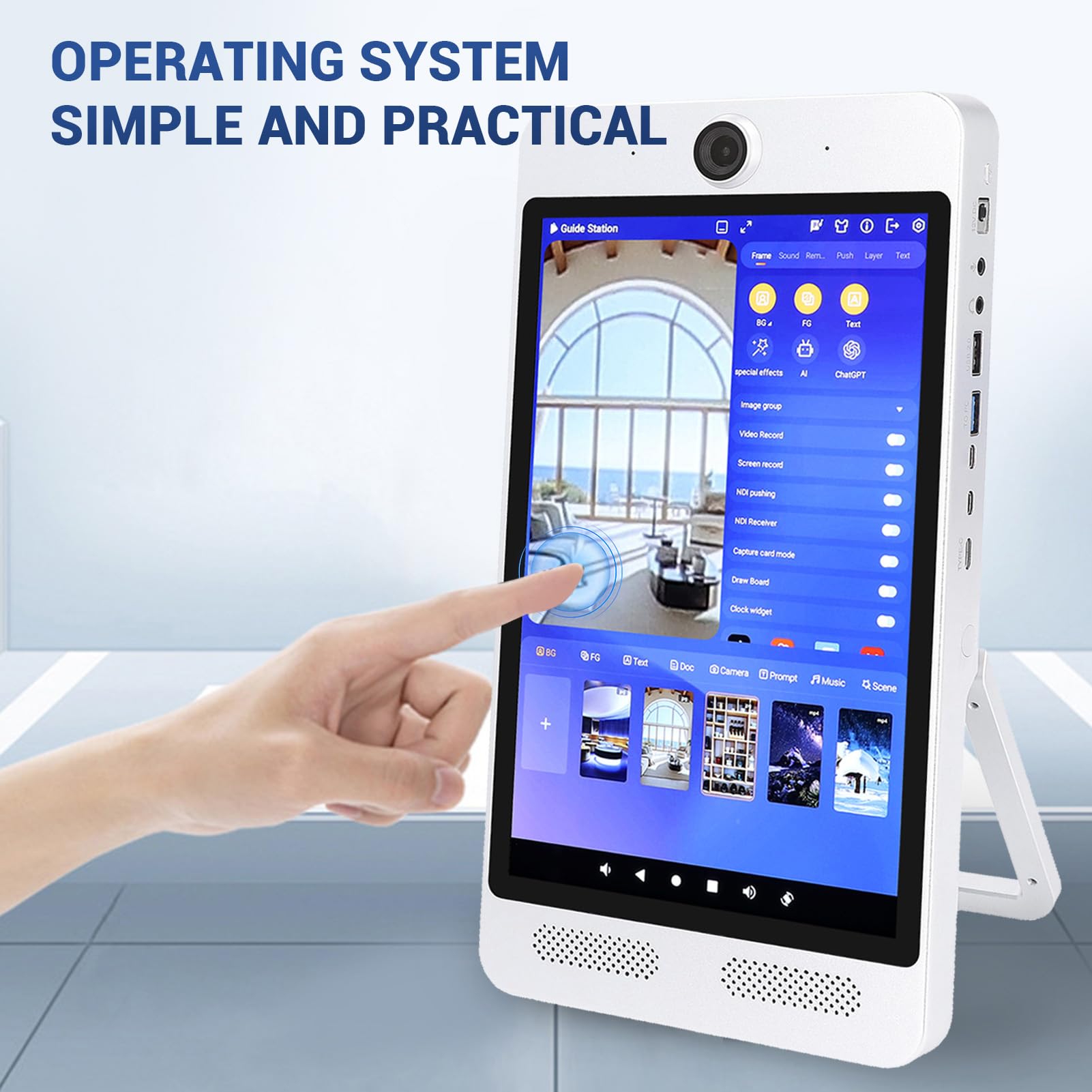 LE2110 10,1 Zoll Touchscreen Display für Live-Übertragungen, 8 GB 128 GB Smart Board Display Live Streaming Geräte, TYP C, HDMI, (White)