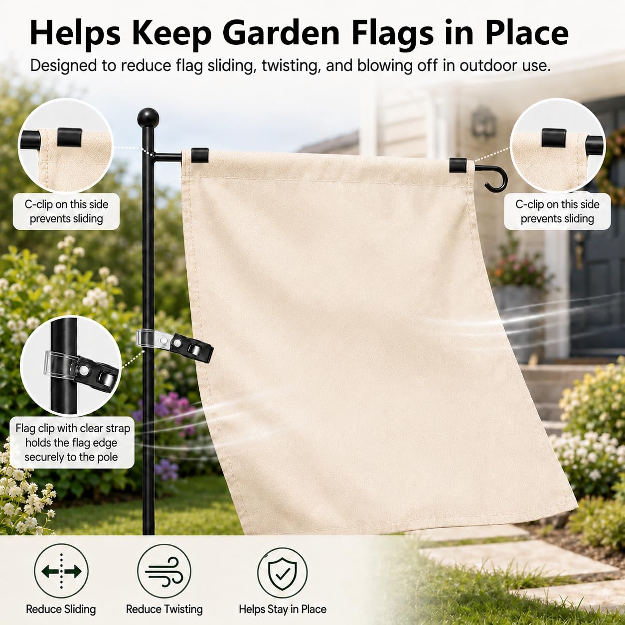 Garden Flag Clips Accessory Set Clips and Fasteners for Outdoor Garden Flags Holder Stand image 4