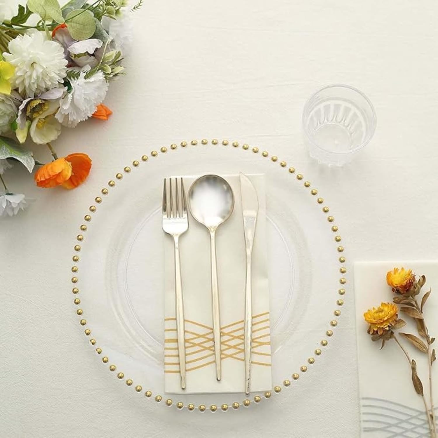 10PCS 13" Plastic Acrylic Charger Plates, Decoration Diner,Wedding,Party,Event (Gold,10)