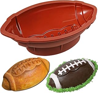 Football Cake Pan 11 Inch Nonstick Football Shaped Silicone Mold for Baking, 3D Breakable Chocolate Mold, Sports-Themed Party