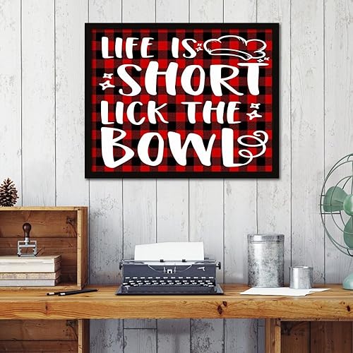 Miniatura 2 de Life Is Short Lick The Bowl Wooden Wall Table Sign Country Wall Décor Distressed Signs Painted Wooden Sign for Bathroom Living Room Entryway 16x20in