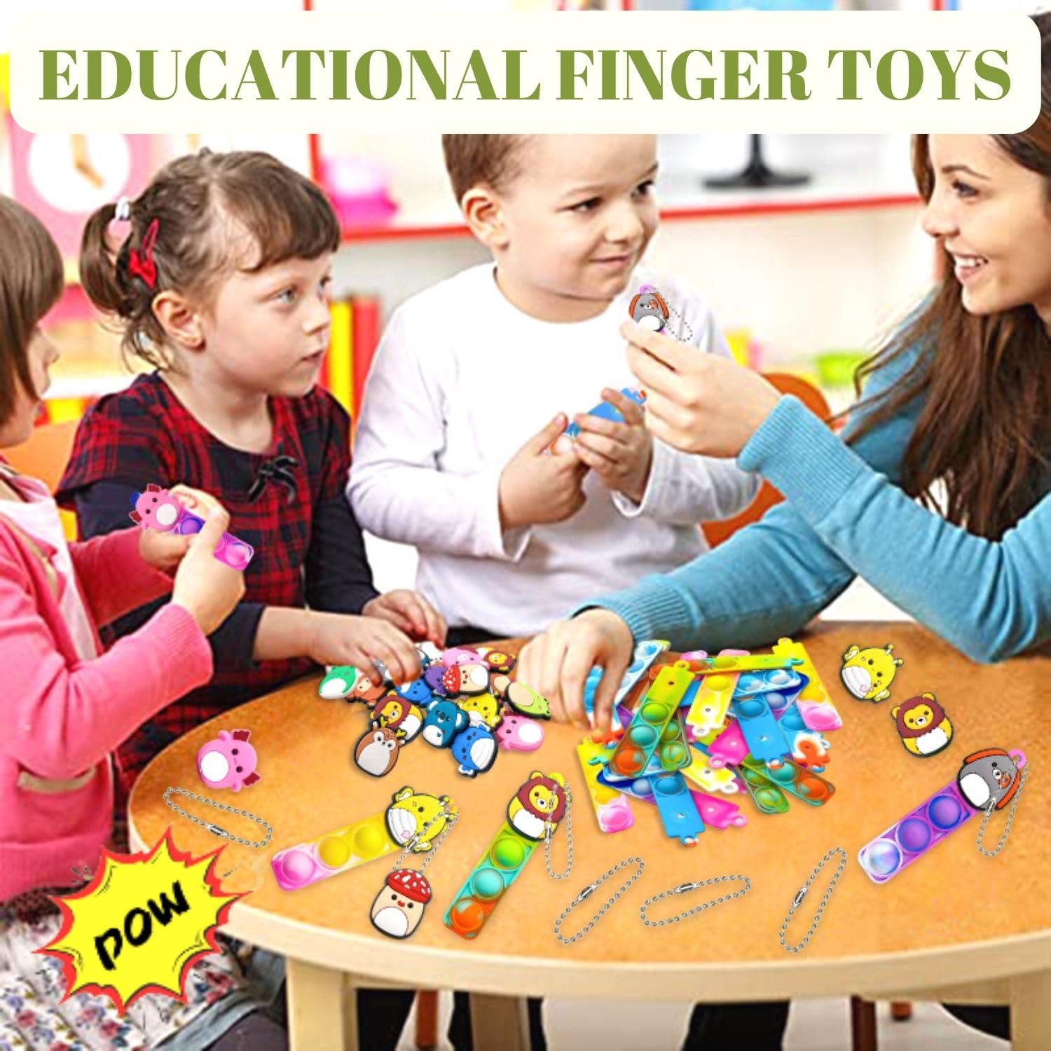Yeefunjoy 32PCS Mini Pop Push It Fidget Toy Portachiavi, giocattolo manuale con bolle da premere stile, Silicone Poppet Bubble Giocattoli Antistress per Autismo bambini e adulti