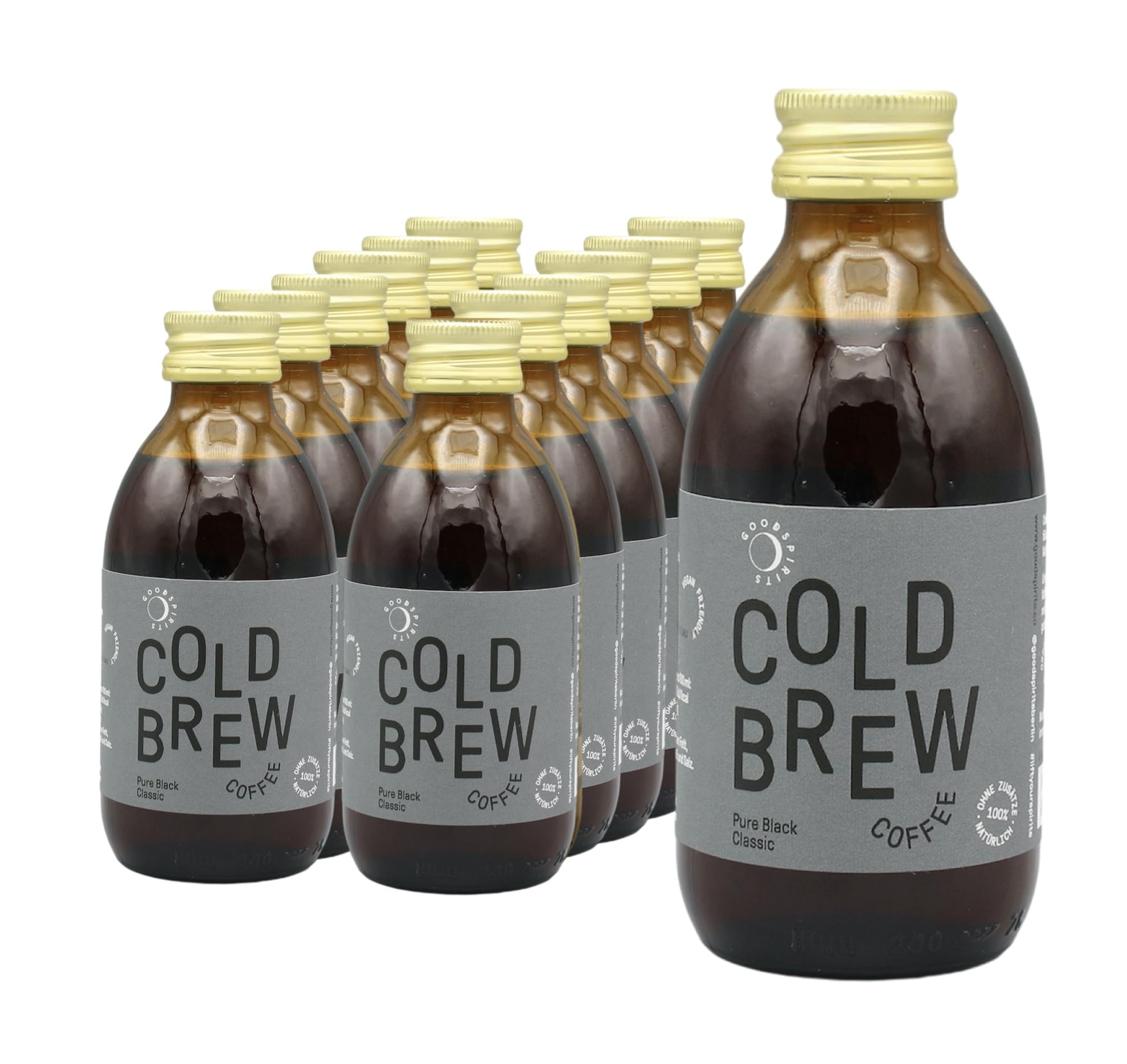 Good Spirits Bio Cold Brew Coffee Pure Black Classic Kaffee Kaltgetränk, EINWEG (12 x 200 ml)